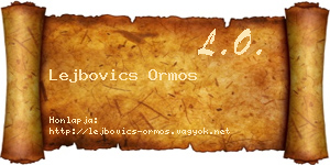 Lejbovics Ormos névjegykártya